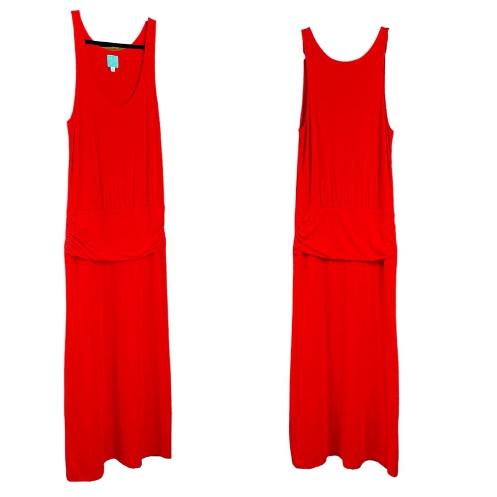 August Salt Long Waist Maxi Tank Dress Modal Blend Women's Size M Fiery Red